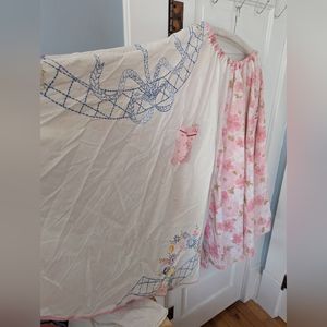 Vintage Handmade Upcycled Quilt Top Floral Double Circle Skirt